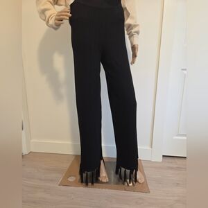 Zara Black Knit Wide Leg Tassel Pants
